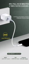 Cargar imagen en el visor de la galería, Set de cargador y cable para iPhone 7 hasta el 14 Pro Max Carga rápida 20W

