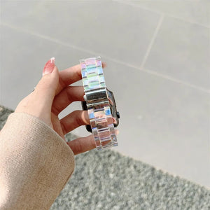 Correa transparente de resina láser para Watch, Correa para Apple Watch Ultra de 49mm, 42, 40, 44, 41, 45mm, 8 SE, 7, 6, 5, 4, 3, 2, 1,9