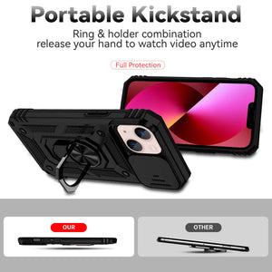 Cover protector para iPhone 12 Pro Max con protector de cámara deslizante y anillo soporte