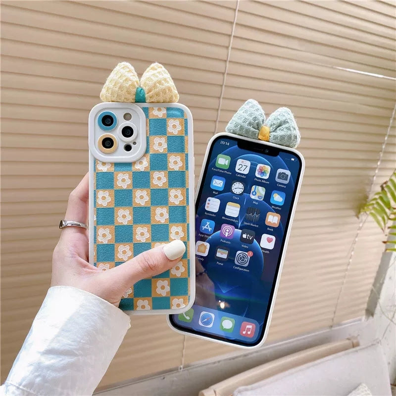 Cover de teléfono con lazo y patrón de amor para iphone, carcasa suave a prueba de golpes 11