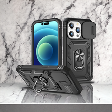 Cargar imagen en el visor de la galería, Cover protector para iPhone 12 Pro Max con protector de cámara deslizante y anillo soporte
