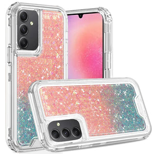 Para Samsung A25 5G Epoxy Sticker Glitter 3in1 Funda Híbrida Transparente A Prueba De Golpes - Rosa Fuerte + Púrpura ProveedorSamsung