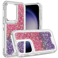 Para Samsung Galaxy S24 Ultra Epoxy Sticker Glitter 3in1 Funda Híbrida Transparente A Prueba De Golpes - Rosa Fuerte + Púrpura