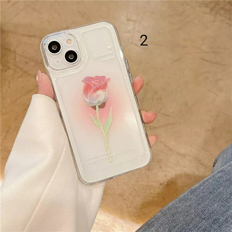 2 en 1 Acrílico Cover para iPhone con diseño de flor 11 Pro Max