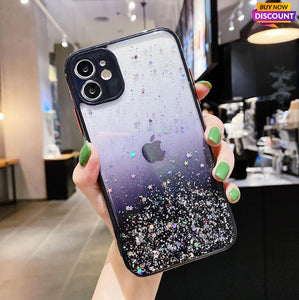 Funda de teléfono brillante con purpurina para iPhone 7/8 Plus transparente con protección para cámara