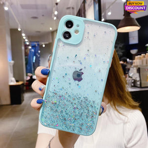 Funda de teléfono brillante con purpurina para iPhone 7/8 Plus transparente con protección para cámara