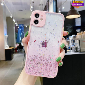 Funda de teléfono brillante con purpurina para iPhone 7/8 Plus transparente con protección para cámara