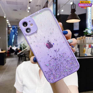 Funda de teléfono brillante con purpurina para iPhone 7/8 Plus transparente con protección para cámara