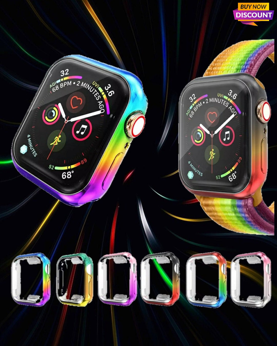 Funda de  protección Multicolor de TPU para watch y Smartwatch Series 9,8 7 6 SE 5 4 3 2 1