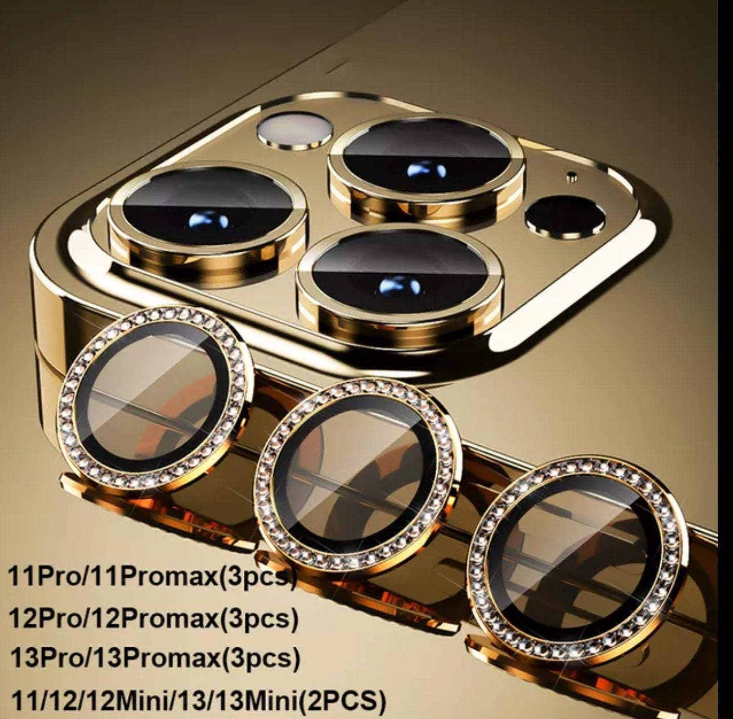 Protector De Lente De Cámara De Diamante Bling IPhone 13 Pro Max Anillo De  Metal Película De Vidrio Templado 11 12Mini Cubierta