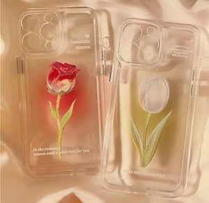 2 en 1 Acrílico Cover para iPhone con diseño de flor 12 Pro Max